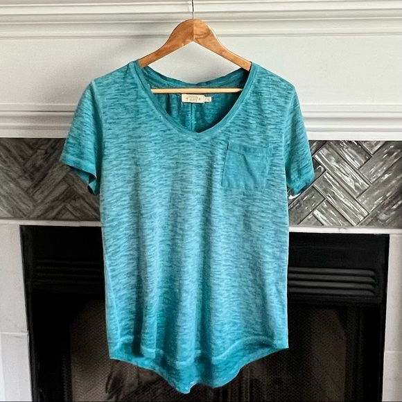 Paradise Shores Tops - Turquoise PARADISE SHORES Cotton Burnout TEE Comfortable SUMMER Shirt LARGE (L)